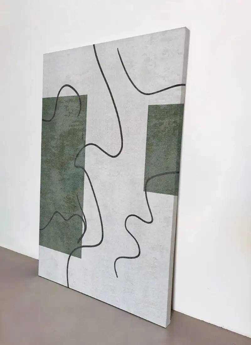 Green and White Minimalist Abstract Painting - Textured Canvas Wall Art for Bedrooms