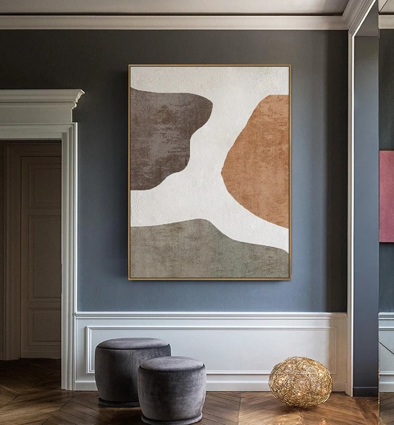 Neutral Boho Minimalist Canvas - Textured Abstract Painting for Wabi Sabi Spaces