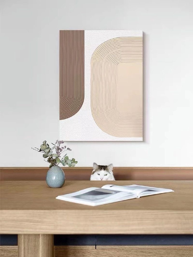 Beige Arch Textured Wall Art - Wabi-Sabi Canvas Painting for Minimalist Decor