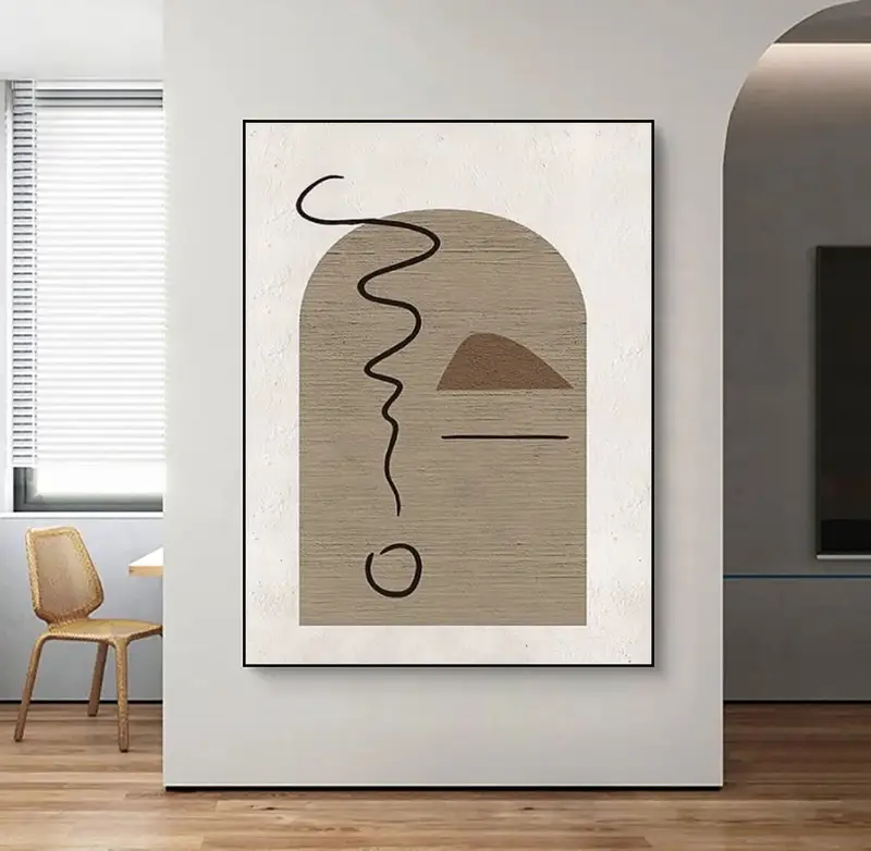 Modern Beige and White Abstract Painting - Wabi Sabi Canvas for Bedroom Decor
