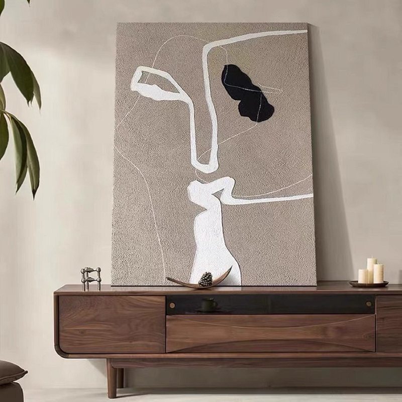 Beige Textured Wall Art - Minimalist Abstract Canvas Painting for Neutral Spaces