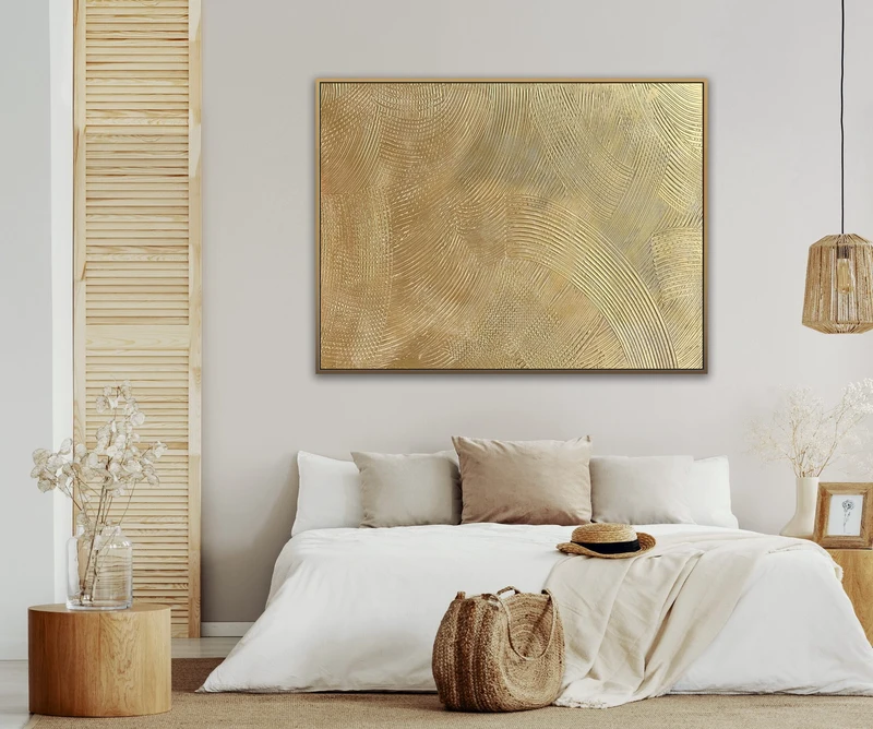 Gold Textured Abstract Canvas - Minimalist Wall Art for Elegant Modern Homes