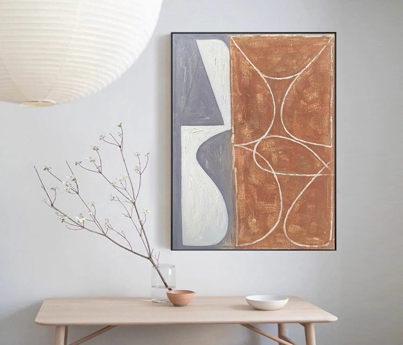 Original Wabi Sabi Abstract Canvas - Minimalist Textured Painting for Office Decor