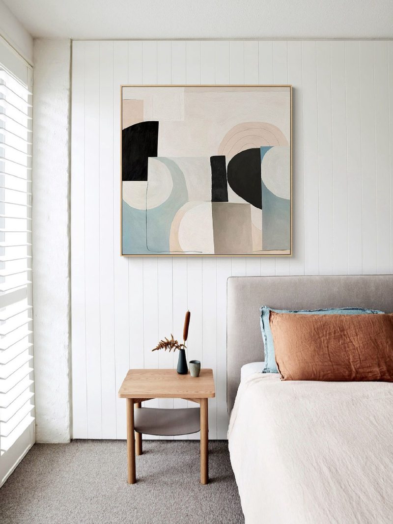 Beige and Pink Minimalist Wall Art - Custom Abstract Painting for Contemporary Decor