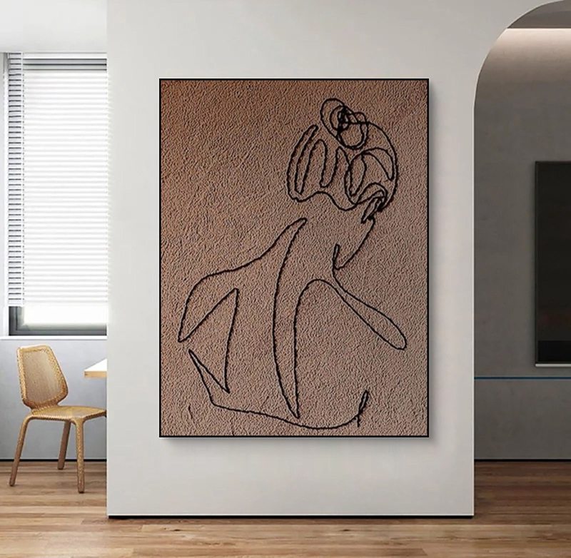 Neutral Minimalist Wall Art - Beige and White Abstract Canvas Painting for Entryways
