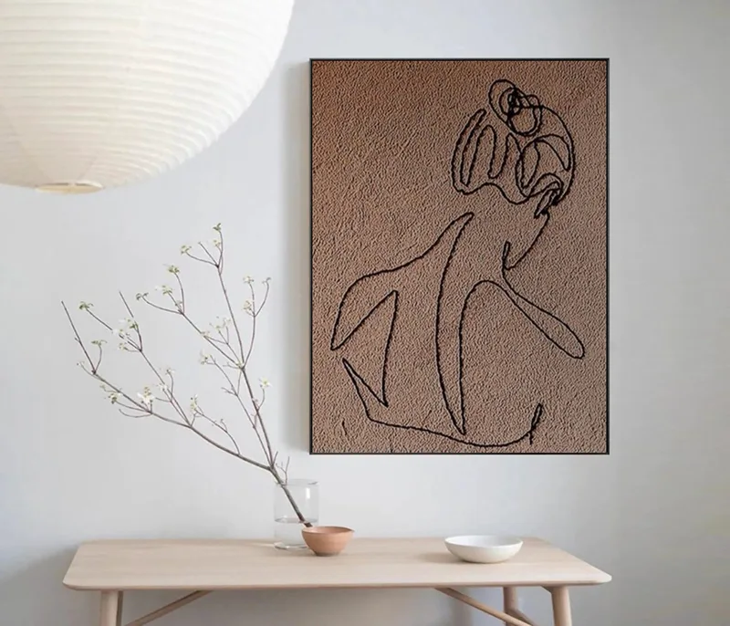 Neutral Minimalist Wall Art - Beige and White Abstract Canvas Painting for Entryways
