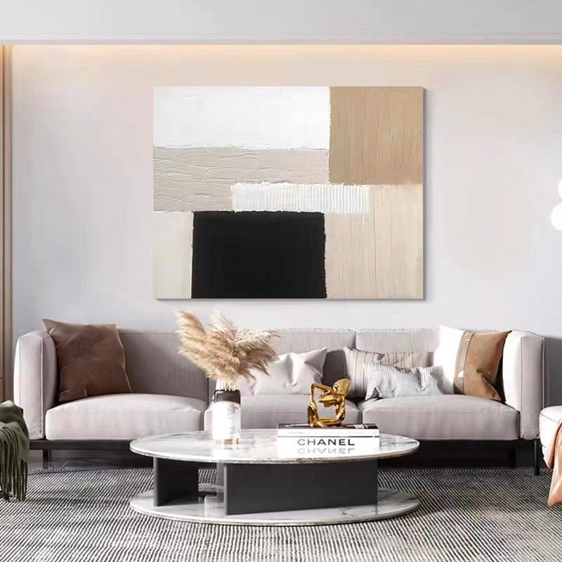 Beige and White Textured Abstract Art - Minimalist Wall Painting for Neutral Interiors