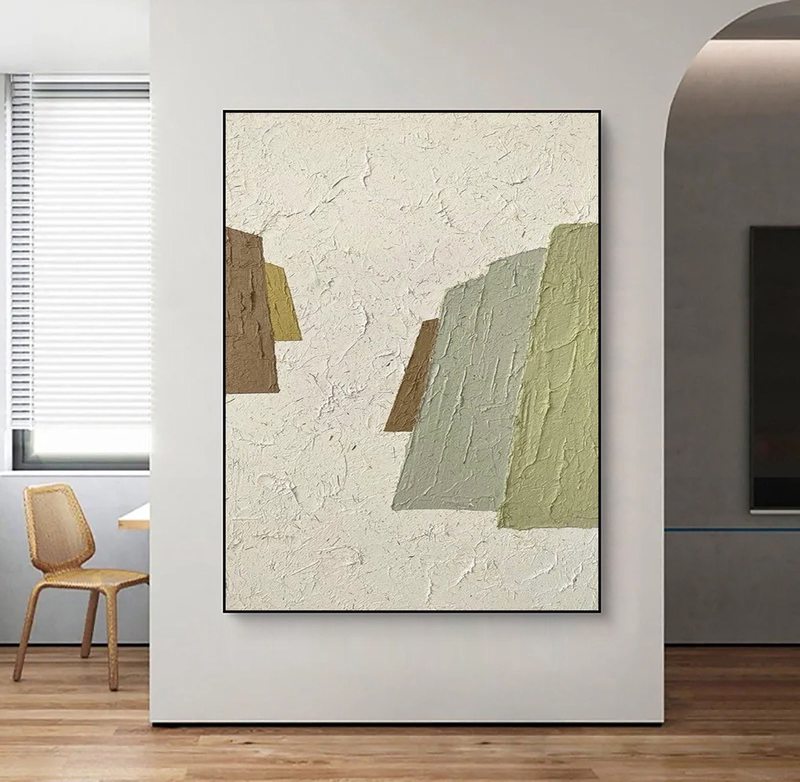 White and Neutral Textured Wall Art - Wabi Sabi Canvas for Entryway Decor