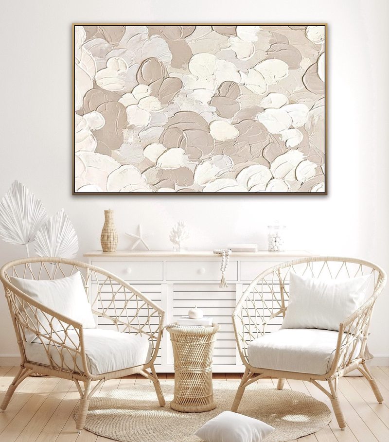 Gray and White Textured Wall Art - Minimalist Abstract Painting for Entrance Decor