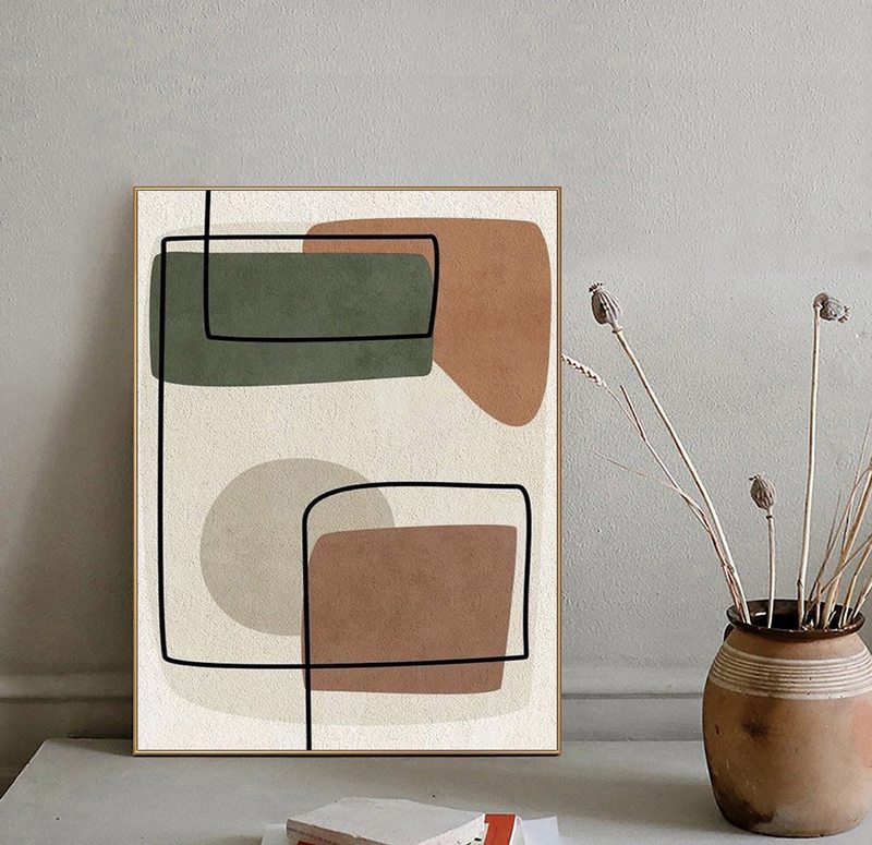 Neutral Beige Abstract Wall Art - Minimalist Canvas Painting for Living Room Decor