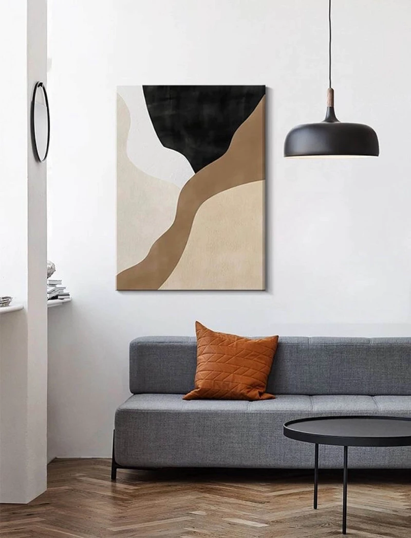 Beige and White Abstract Oil Painting - Minimalist Canvas Art for Contemporary Decor