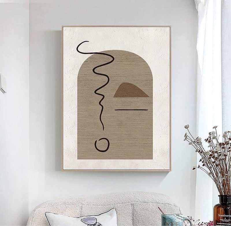 Modern Beige and White Abstract Painting - Wabi Sabi Canvas for Bedroom Decor