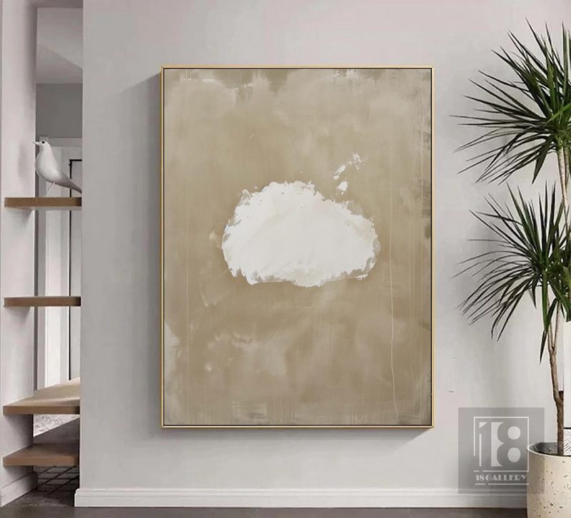Moody Cloud Wall Art - Framed Abstract Sky Painting for Modern Living Room Decor**  