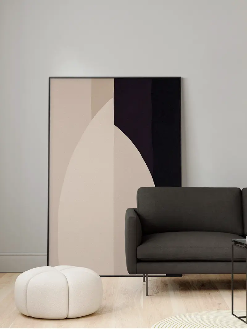 Abstract Black and White Canvas Art - Minimalist Painting for Contemporary Interiors