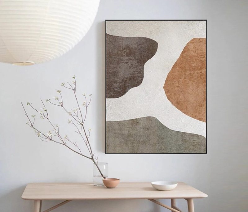 Neutral Boho Minimalist Canvas - Textured Abstract Painting for Wabi Sabi Spaces
