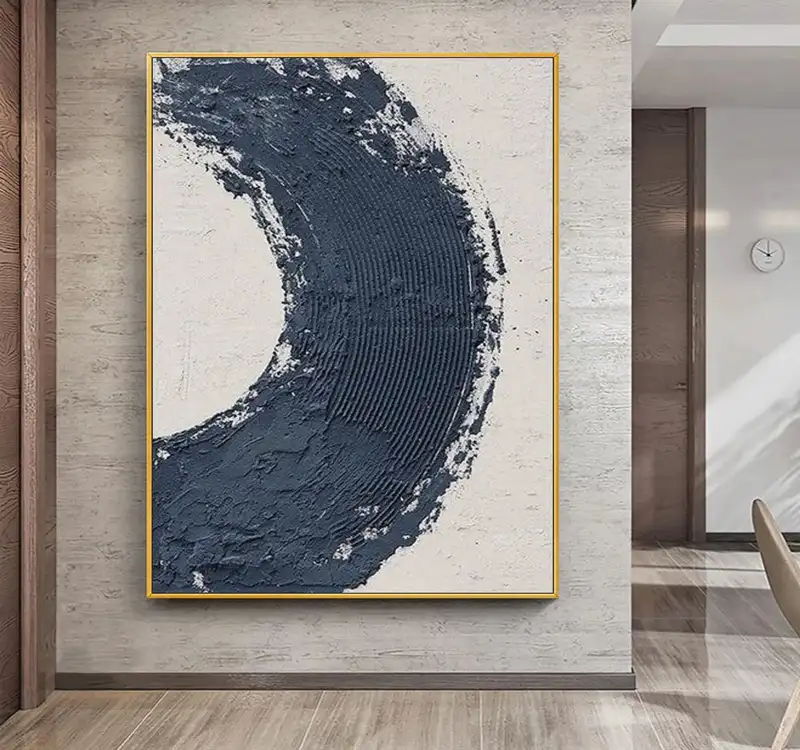Minimalist Blue and White Abstract Painting - Canvas Art for Neutral Living Spaces