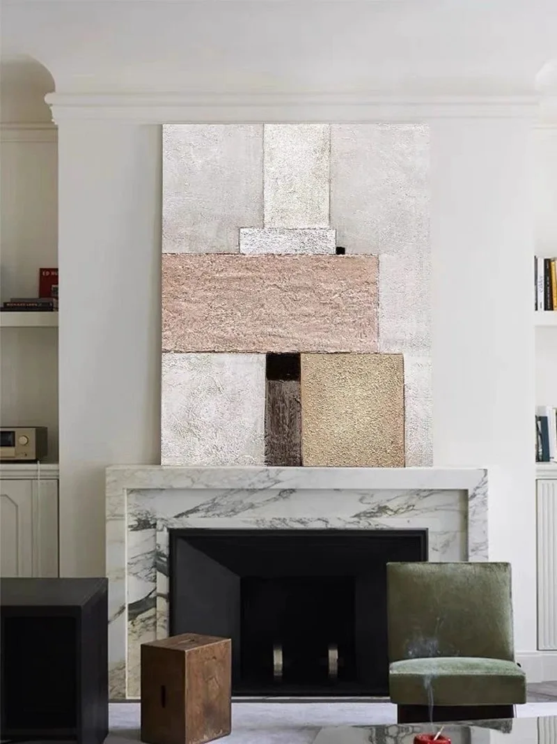 Large Beige and Brown Abstract Painting - Minimalist Canvas for Modern Homes