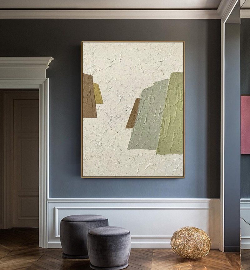 White and Neutral Textured Wall Art - Wabi Sabi Canvas for Entryway Decor