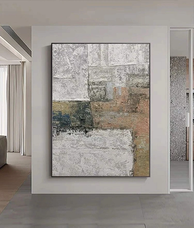 Neutral Abstract Textured Wall Art - Minimalist Canvas for Bedroom or Entryway