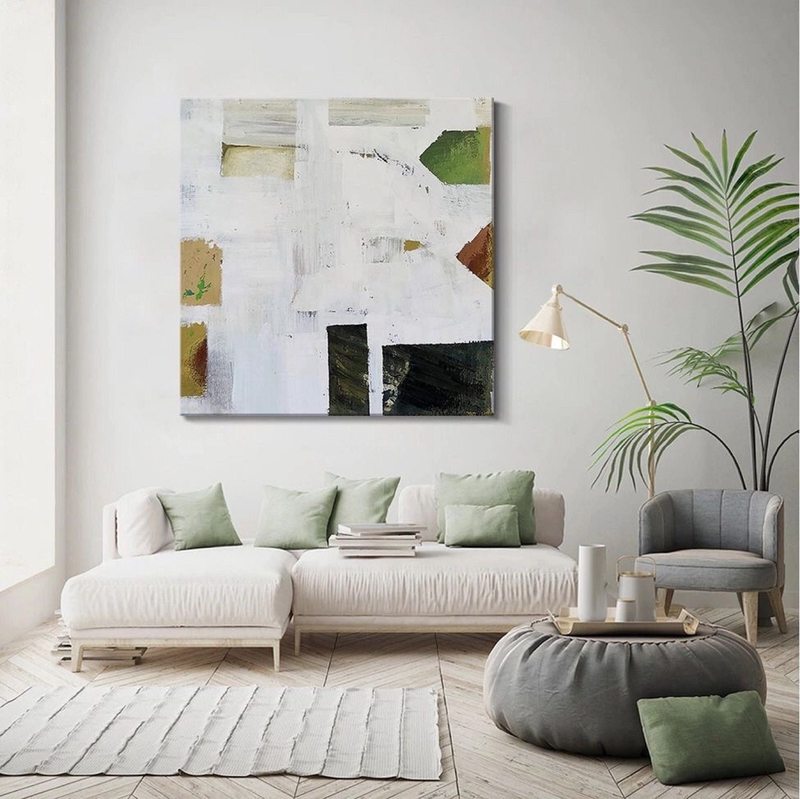 White and Beige Textured Wall Art - Minimalist Abstract Canvas Painting for Bedrooms