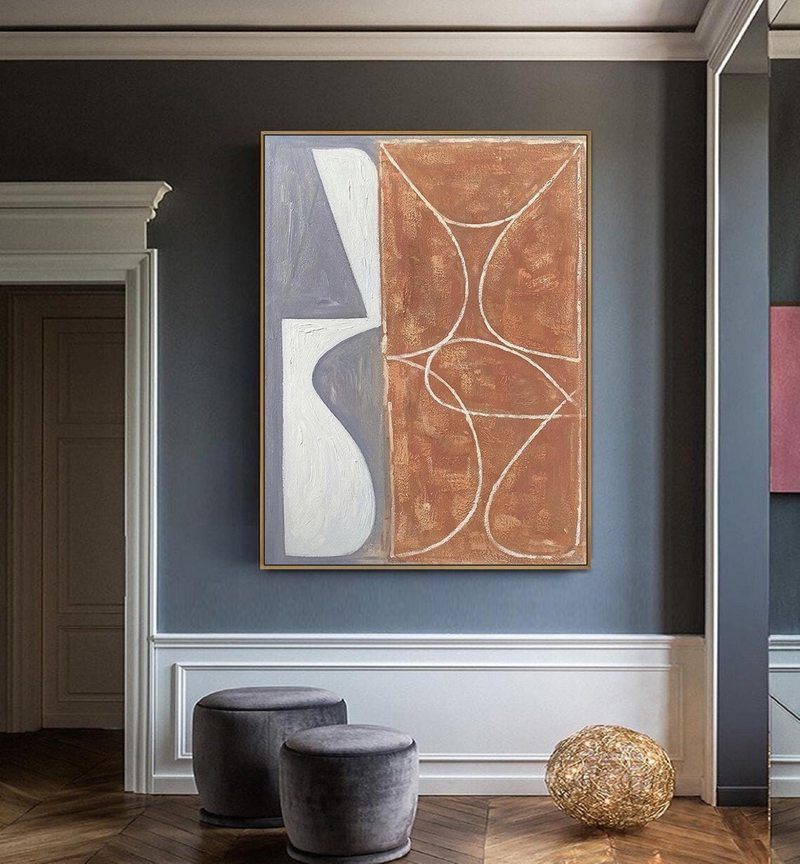 Original Wabi Sabi Abstract Canvas - Minimalist Textured Painting for Office Decor