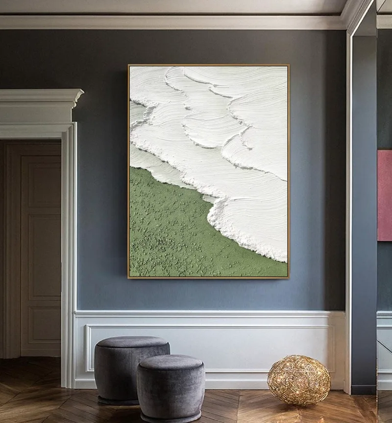 Beige and White 3D Textured Wall Art - Minimalist Abstract Painting for Bedrooms