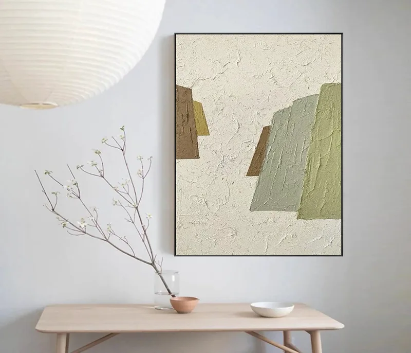 White and Neutral Textured Wall Art - Wabi Sabi Canvas for Entryway Decor