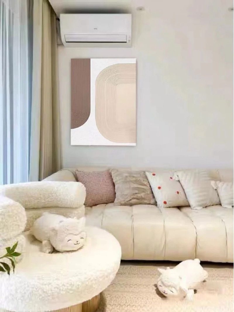 Beige Arch Wall Art - Minimalist Textured Canvas Painting for Neutral Spaces