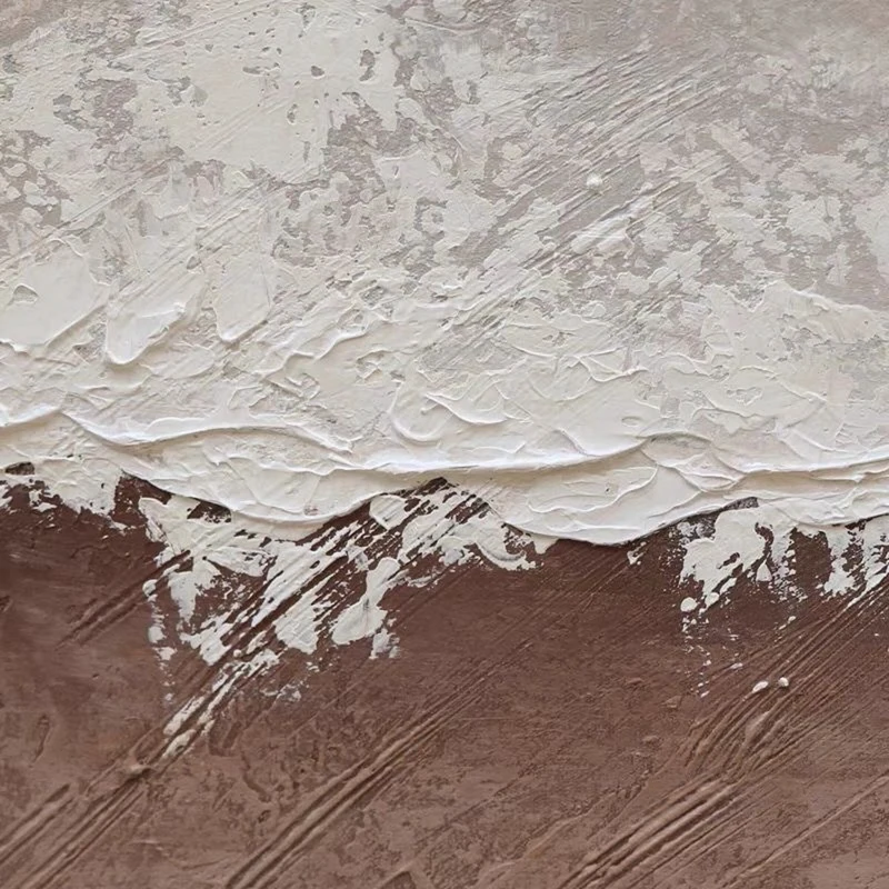Beige and White Canvas Art - Abstract Textured Painting for Bedroom or Living Room