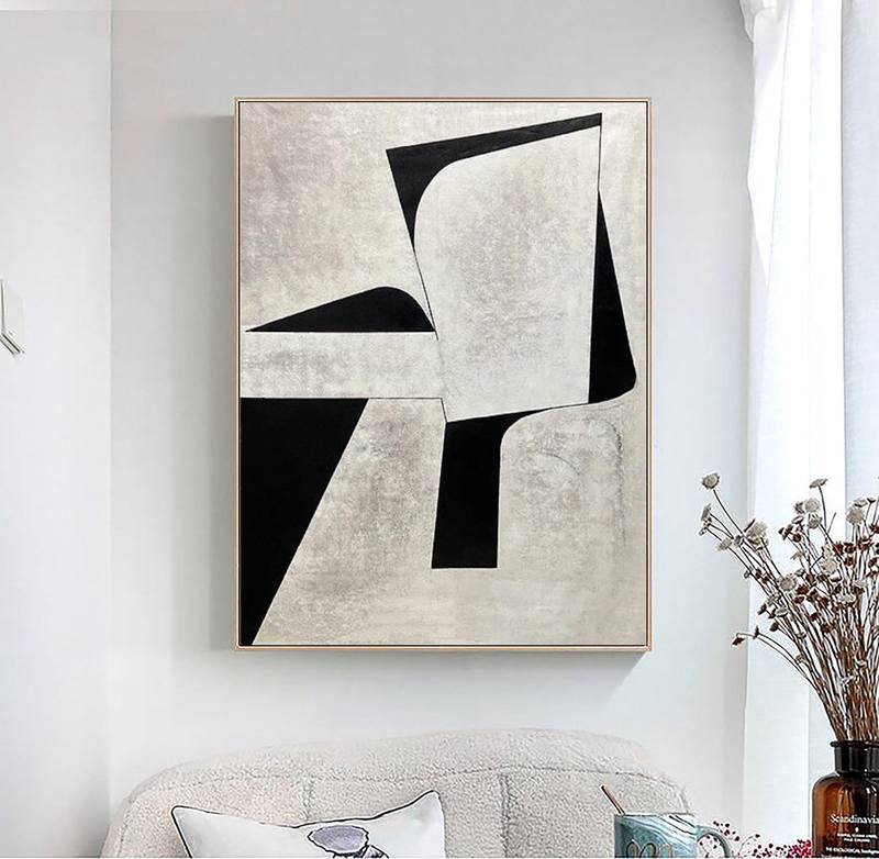 Gray and White Minimalist Wall Art - Textured Abstract Canvas for Office Decor
