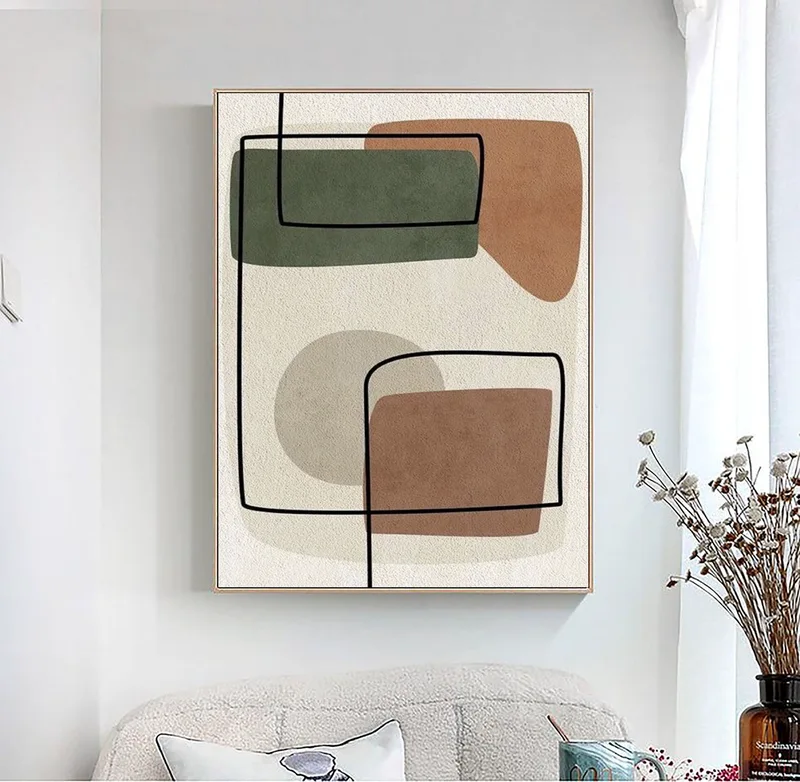 Neutral Beige Abstract Wall Art - Minimalist Canvas Painting for Living Room Decor