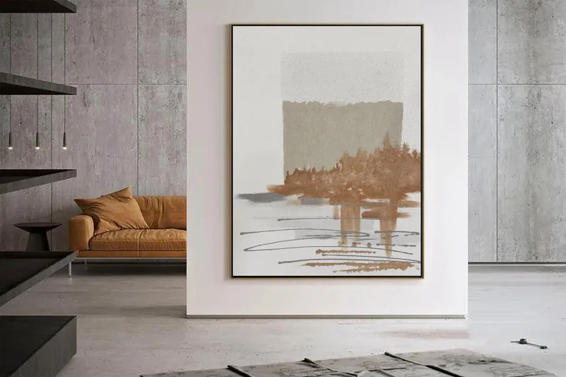 Beige and Brown Textured Canvas Art - Minimalist Abstract Painting for Neutral Homes