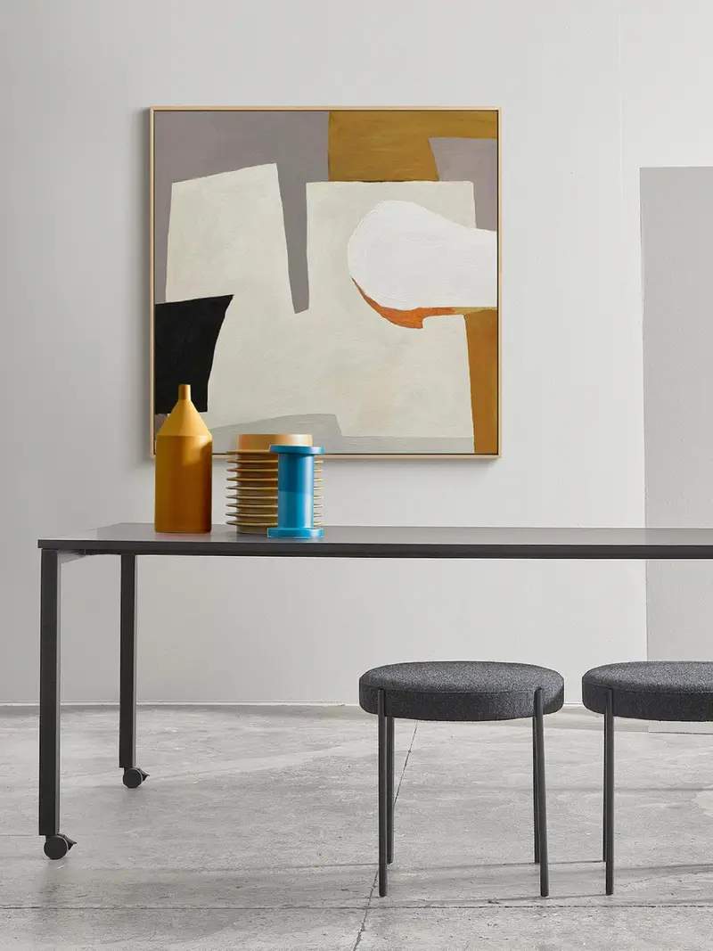 Gray and White Abstract Canvas Art - Minimalist Wall Painting for Bedroom Decor