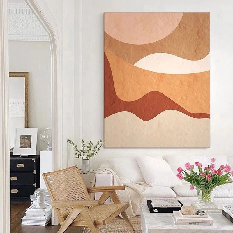 Neutral Abstract Canvas Painting - Minimalist Wall Art for Modern Interiors
