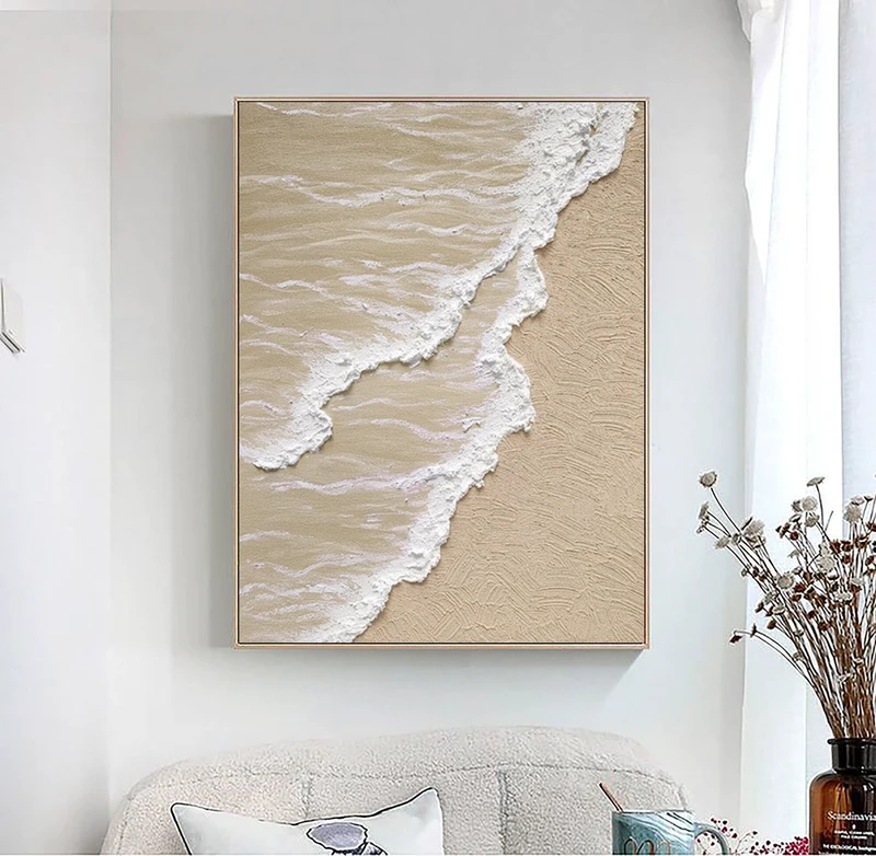 Blue and White Minimalist Abstract Painting - Canvas Art for Modern Interiors