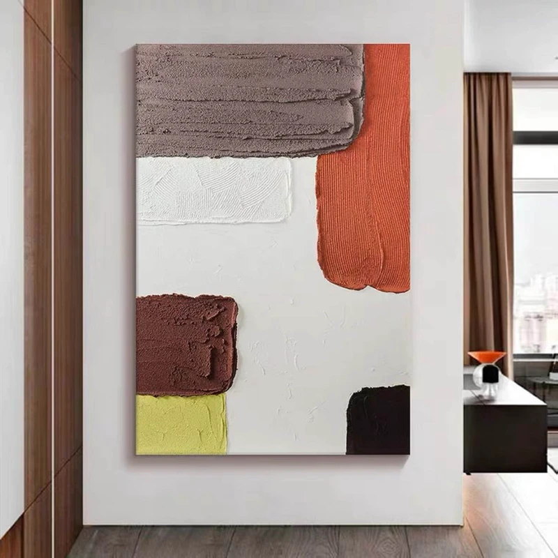 Brown and White Abstract Wall Art - Minimalist 3D Textured Painting for Modern Decor
