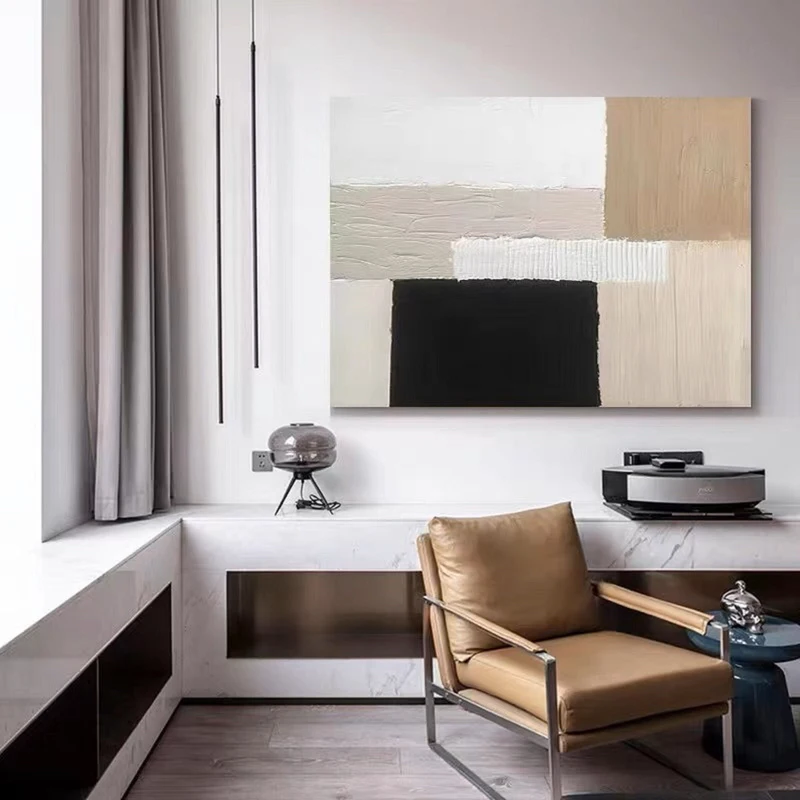 Beige and White Textured Abstract Art - Minimalist Wall Painting for Neutral Interiors