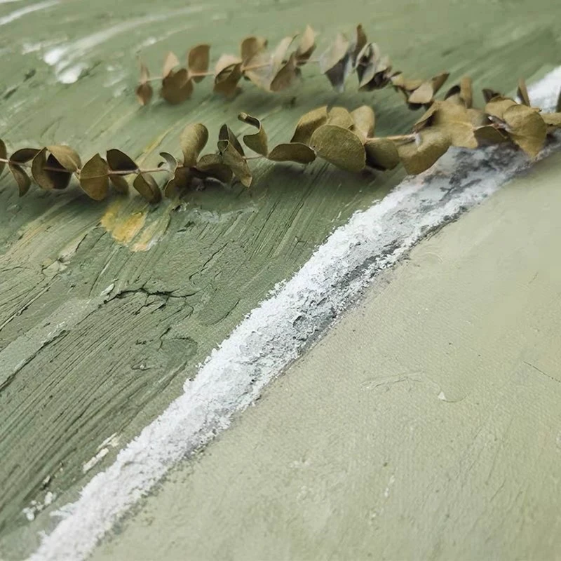 Green Textured Abstract Painting - Minimalist Canvas Art for Living Room Decor