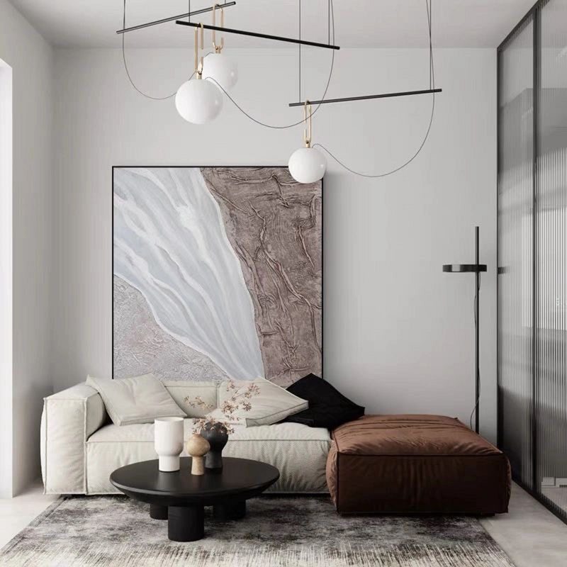 Beige and White Minimalist Wall Art - Textured Abstract Canvas for Modern Spaces