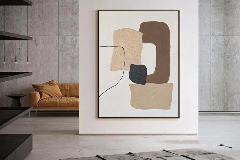 Blue and White Textured Wall Art - Minimalist Abstract Canvas Painting for Living Rooms