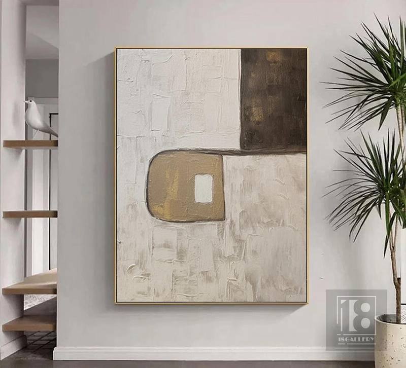 Gold Abstract Textured Wall Art - Minimalist Canvas Painting for Modern Interiors