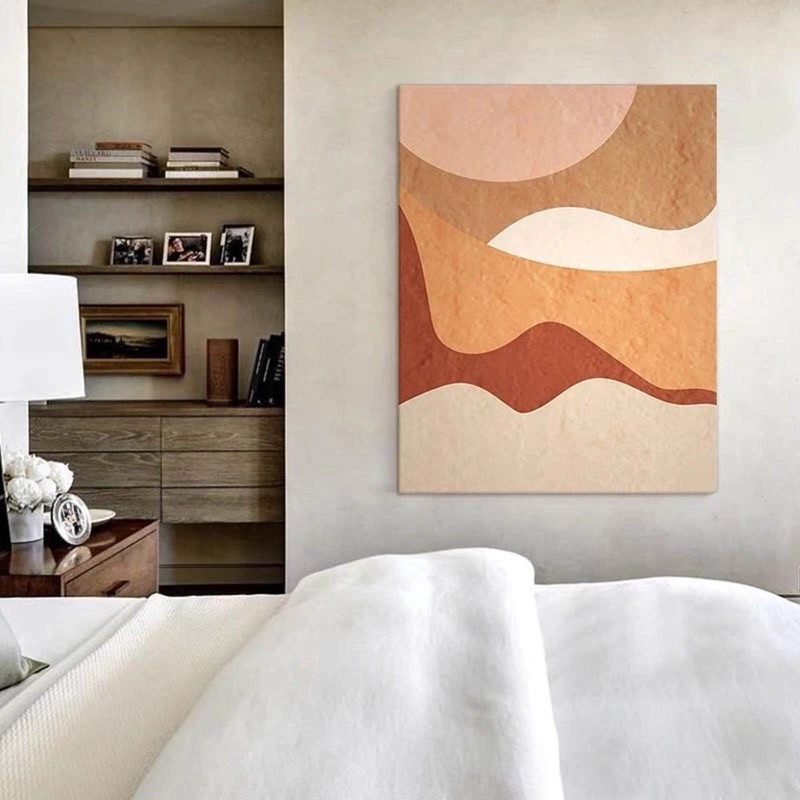 Neutral Abstract Canvas Painting - Minimalist Wall Art for Modern Interiors