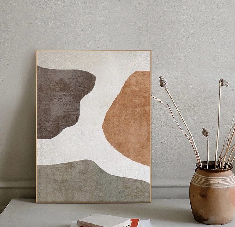 Neutral Boho Minimalist Canvas - Textured Abstract Painting for Wabi Sabi Spaces