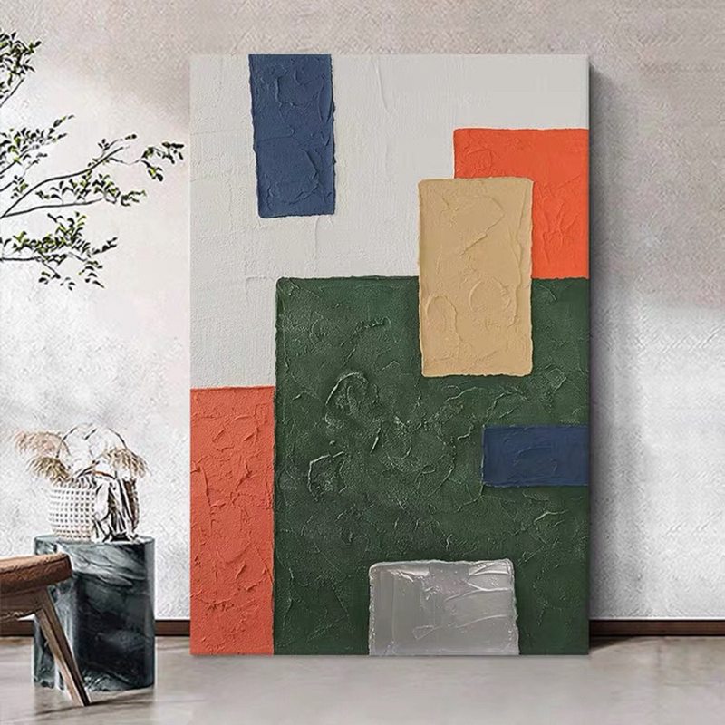 Green Textured Abstract Canvas Art - Minimalist Painting for Neutral Living Spaces