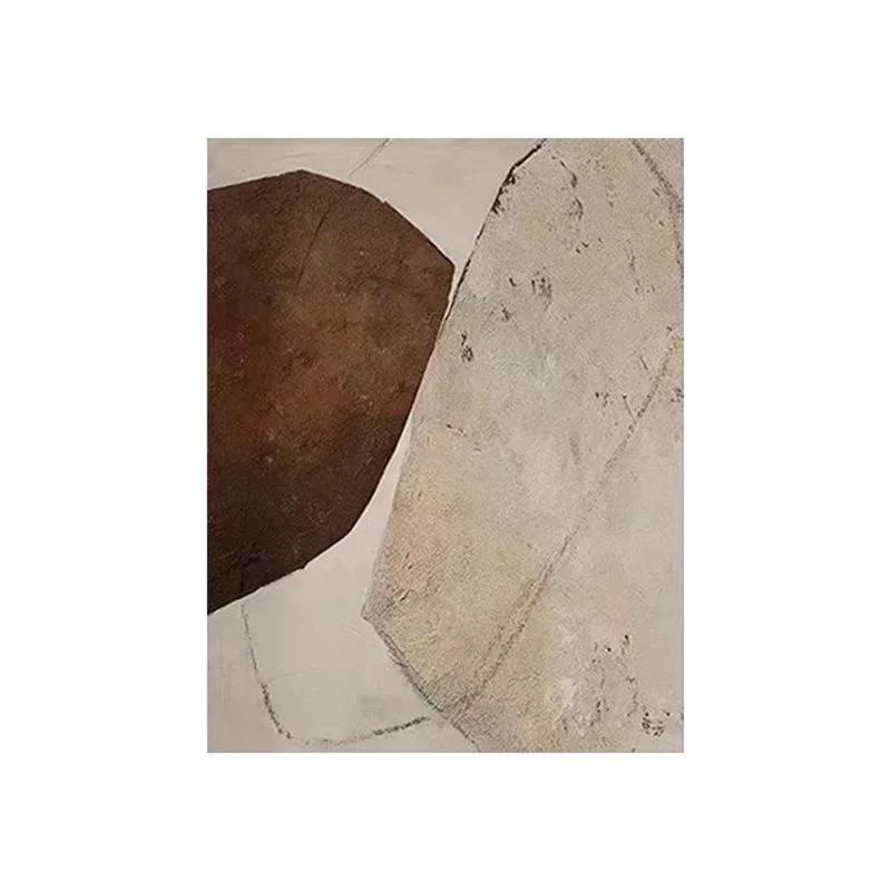 Beige and White Abstract Canvas - Textured Minimalist Painting for Living Room Decor