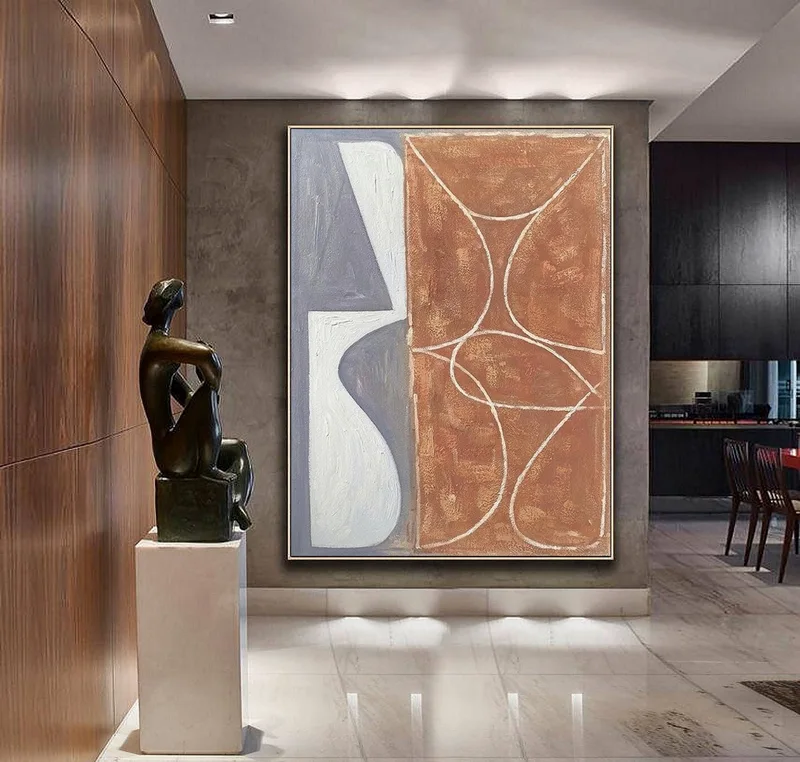 Original Wabi Sabi Abstract Canvas - Minimalist Textured Painting for Office Decor