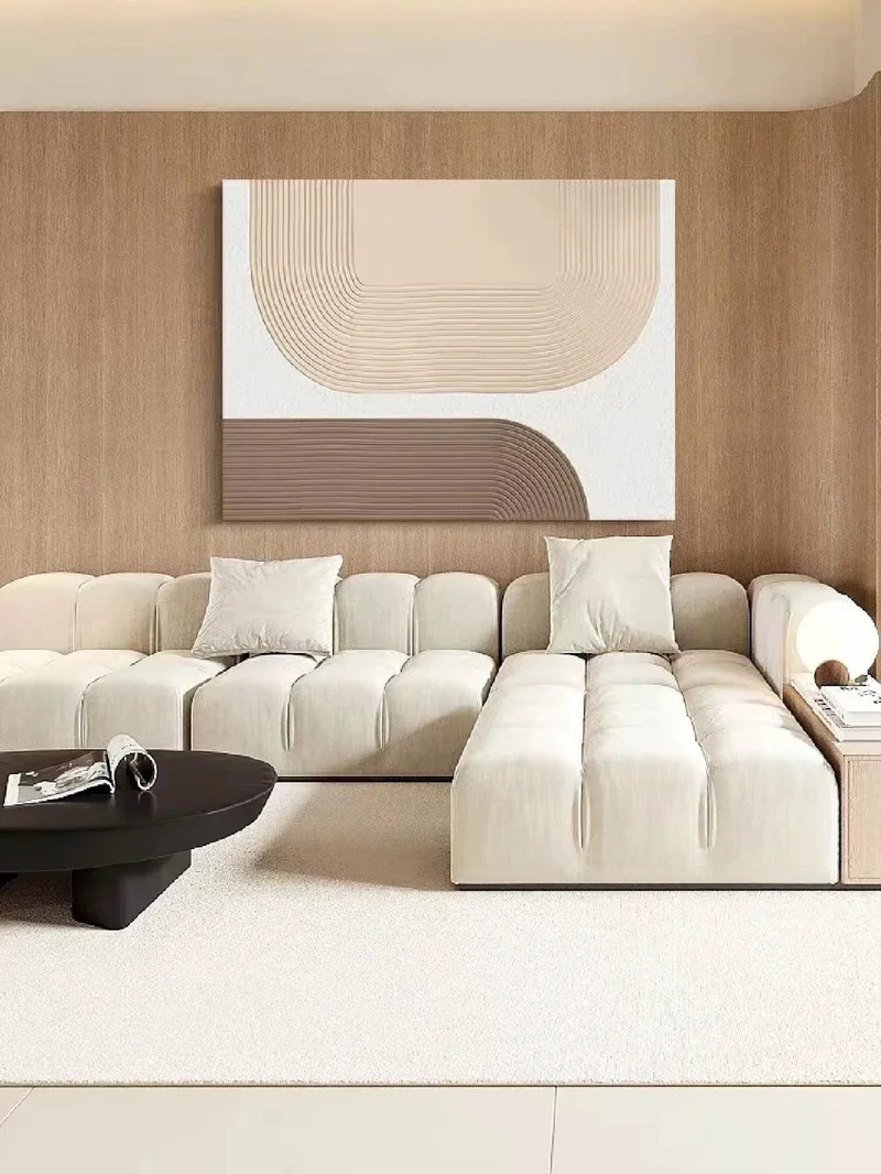 Beige Arch Wall Art - Minimalist Textured Canvas Painting for Neutral Spaces