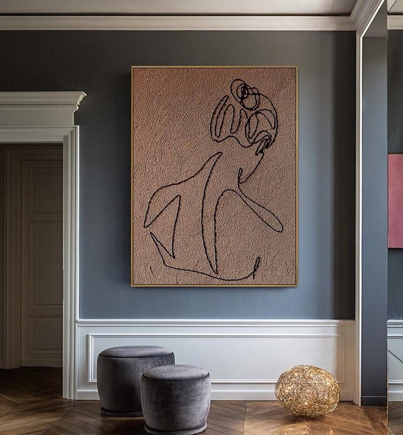 Neutral Minimalist Wall Art - Beige and White Abstract Canvas Painting for Entryways