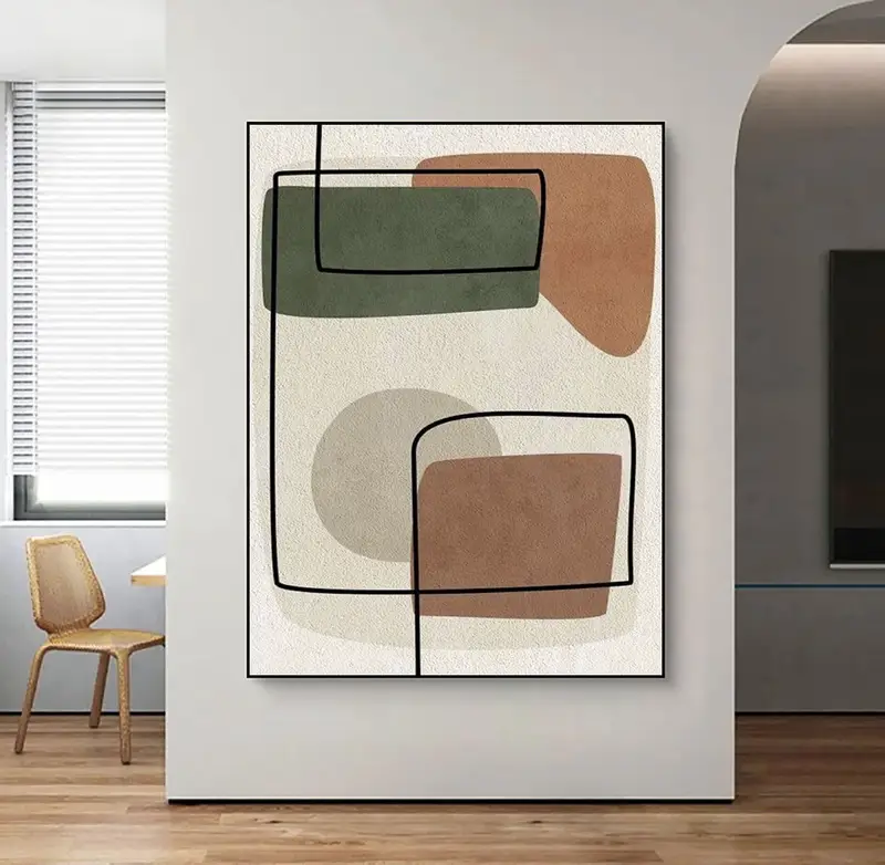 Neutral Beige Abstract Wall Art - Minimalist Canvas Painting for Living Room Decor
