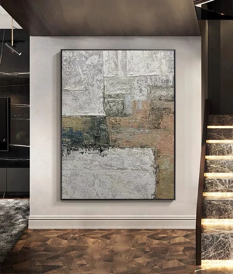 Neutral Abstract Textured Wall Art - Minimalist Canvas for Bedroom or Entryway